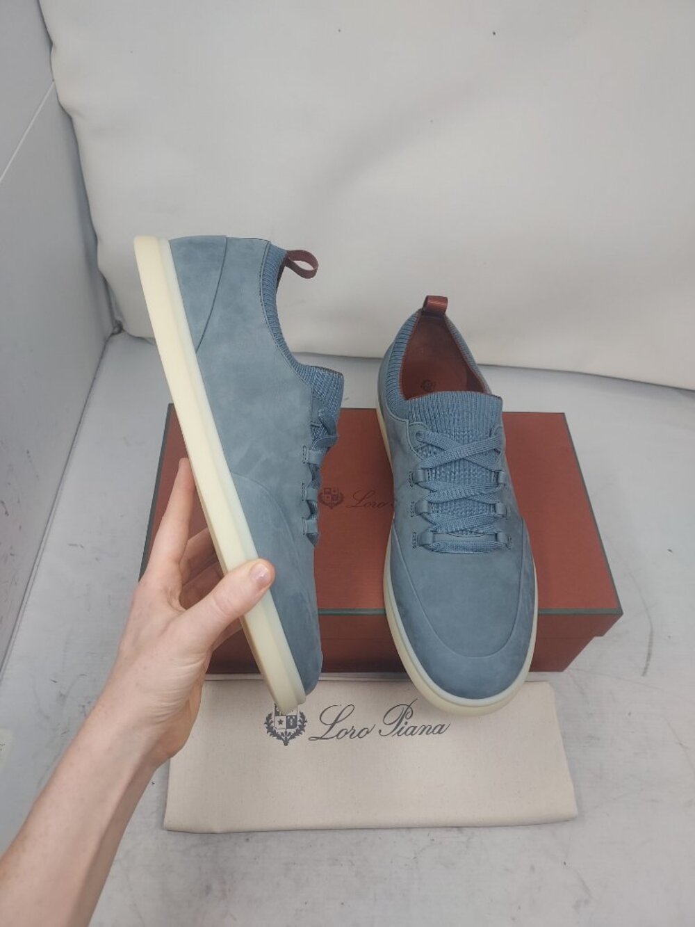Loro Piana MENS Blue Soho Walk Nubuck Sneaker